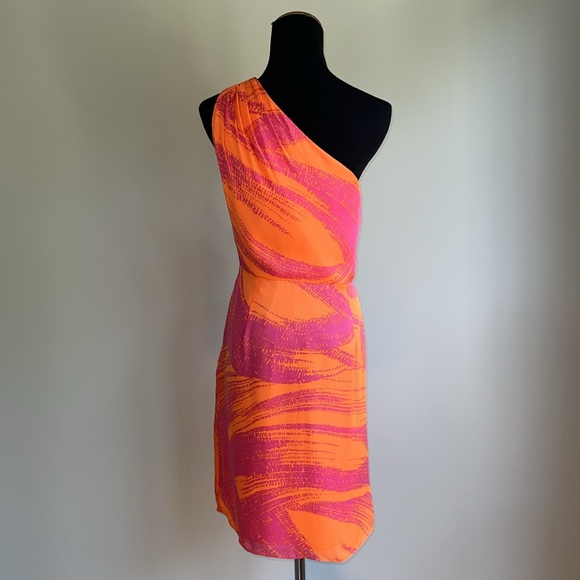 Shoshanna - Acacia Flames One Shoulder Silk Cocktail Dress - BNWT - Picture 8 of 16